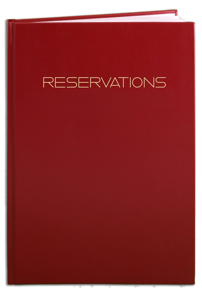 BookFactory Restaurant Reservations Book, 365 Day Table/Dinner Reservations, 408 Pages, 8 7/8'' x 13 1/2'' Red Imitation Leather, Section Sewn Hardbound (Made in USA) - Image 1